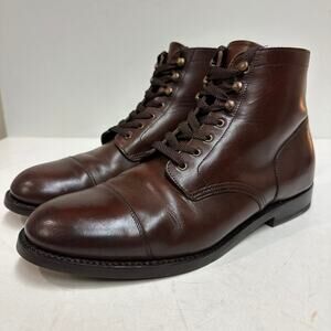 FULLY RESOLED Grant Stone x J. Crew Ludlow Cap Toe Boot Brown CXL Leather 10.5